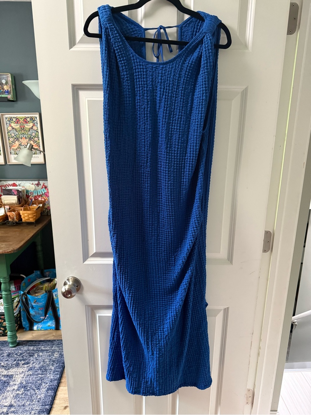 Anthropologie Royal Blue Textured Midi Dress
